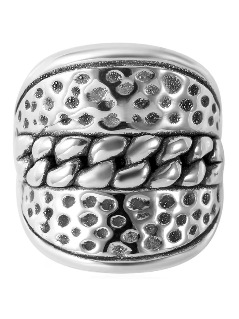 Dotted And Curb Ring In Sterling Silver 6 Grams